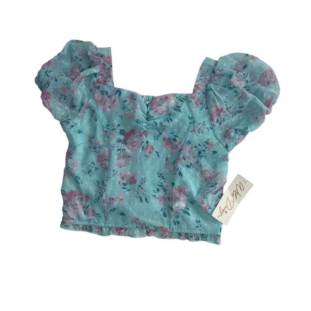 Charming Floral Kids Dress Set in Blue and Pink